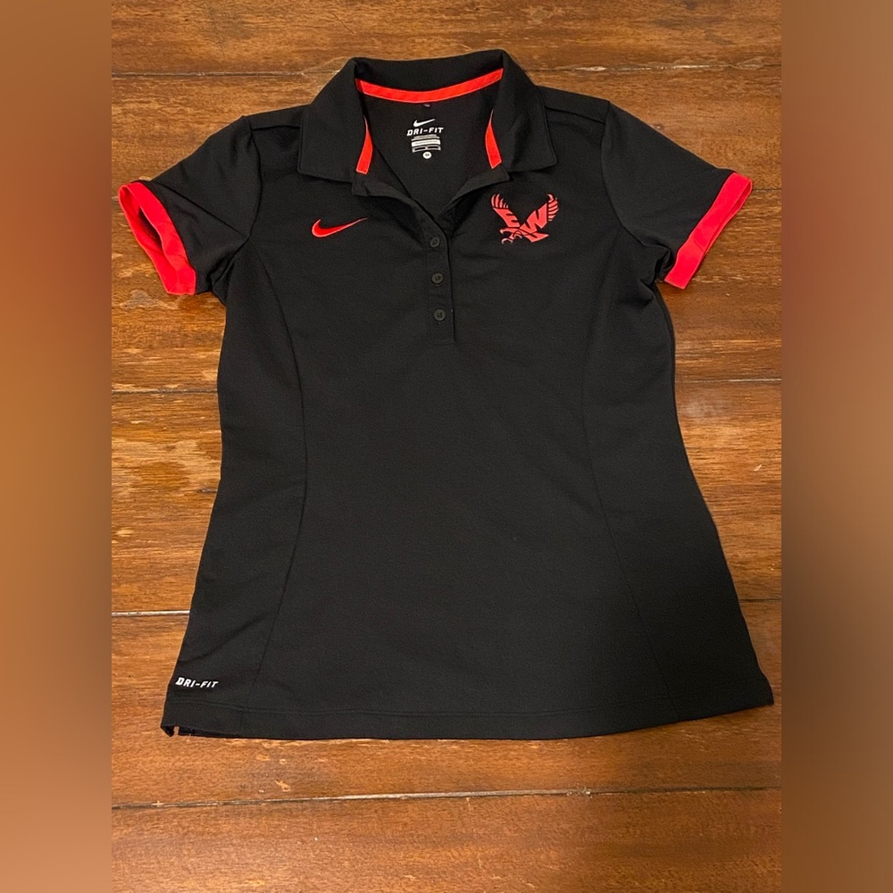Nike Dri-fit Womens Golf Polo Black and Red Athletic Shirt Size M